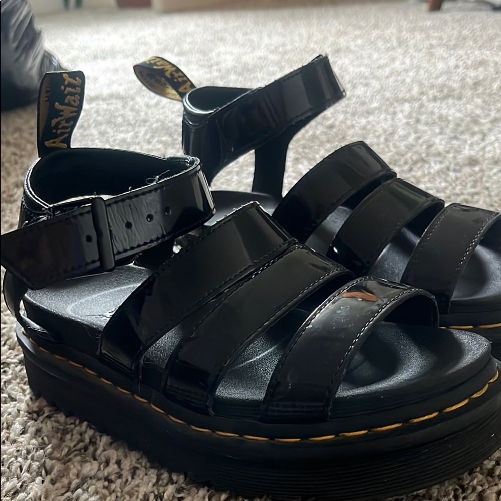 Dr. Martens Glossy Black Platform Sandals
